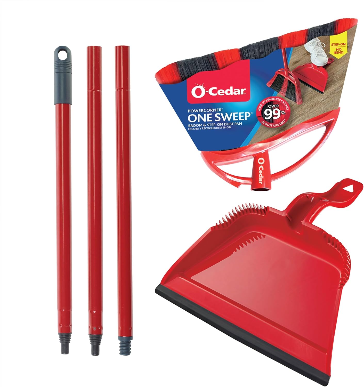 O-Cedar One Sweep Broom - Lightweight Step-On Dustpan for Effortless Cleaning | Ideal for Pet Owners