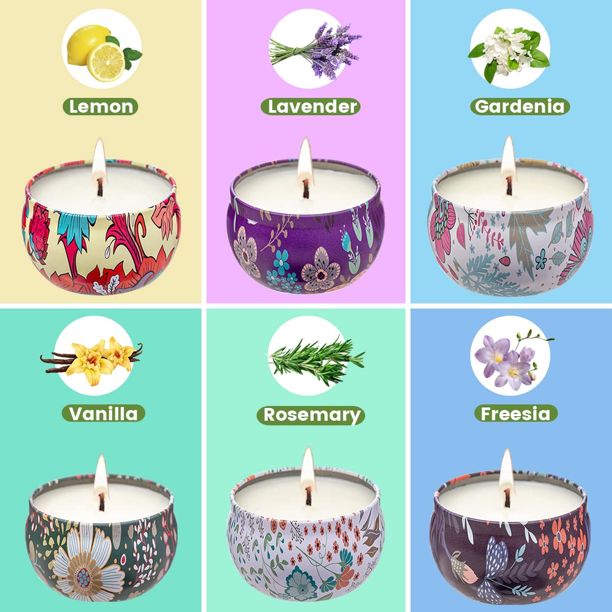 TEAMAS 6 Pack Aromatherapy Candles for Home Scented,Scented Candles Gift Set for Women,Men,Mom,Dad, Scented Candles with Fragrance, Stress Relief, Gift for Birthday, Mother's Day, Father's Day