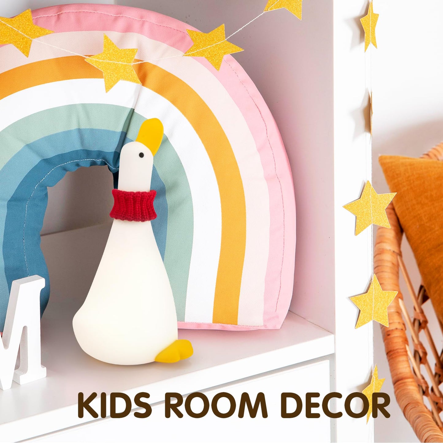 Duck Night Light Silicone Cute Dorm Bedroom Home Decor Night Light for Breastfeeding Squishy Duck Nightlight Cordless Rechargeable Dimmable Touch Fun Bedside Desk Lamp for Christmas Gifts (Twin Ducks)