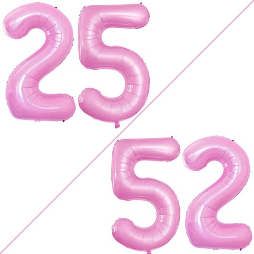 GOER Jumbo 42-Inch Number 25 Balloons - Light Pink Foil Helium Decorations for 25th Birthday Party