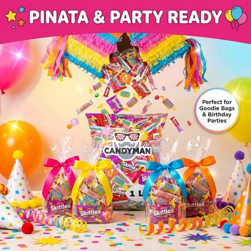 CANDYMAN Candy Mix Variety Pack, 1 lb Assorted Bulk Candy Individually Wrapped for Party Favors, Goodie Bags, Pinata Stuffers,