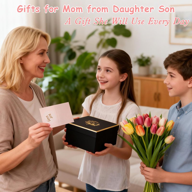 Mothers Day Birthday Gifts for Mom from Daughter Son - 14Oz Funny Best Mom Mug with Gold Print, Unique Pink Marble Coffee Cup with Lid Spoon Greeting Card, Happy Moms Gifts Idea, Luxury Gift Boxed Set