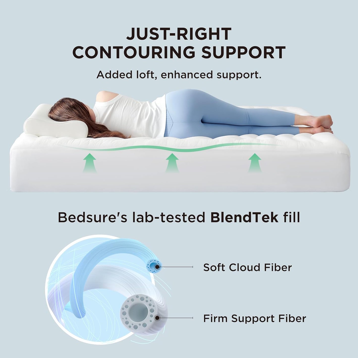 Bedsure Cooling Mattress Pad Queen Size - Soft & Fluffy Mattress Topper with 8-21 Inches Deep Pocket, Breathable Pillow Top Bed Cover, White
