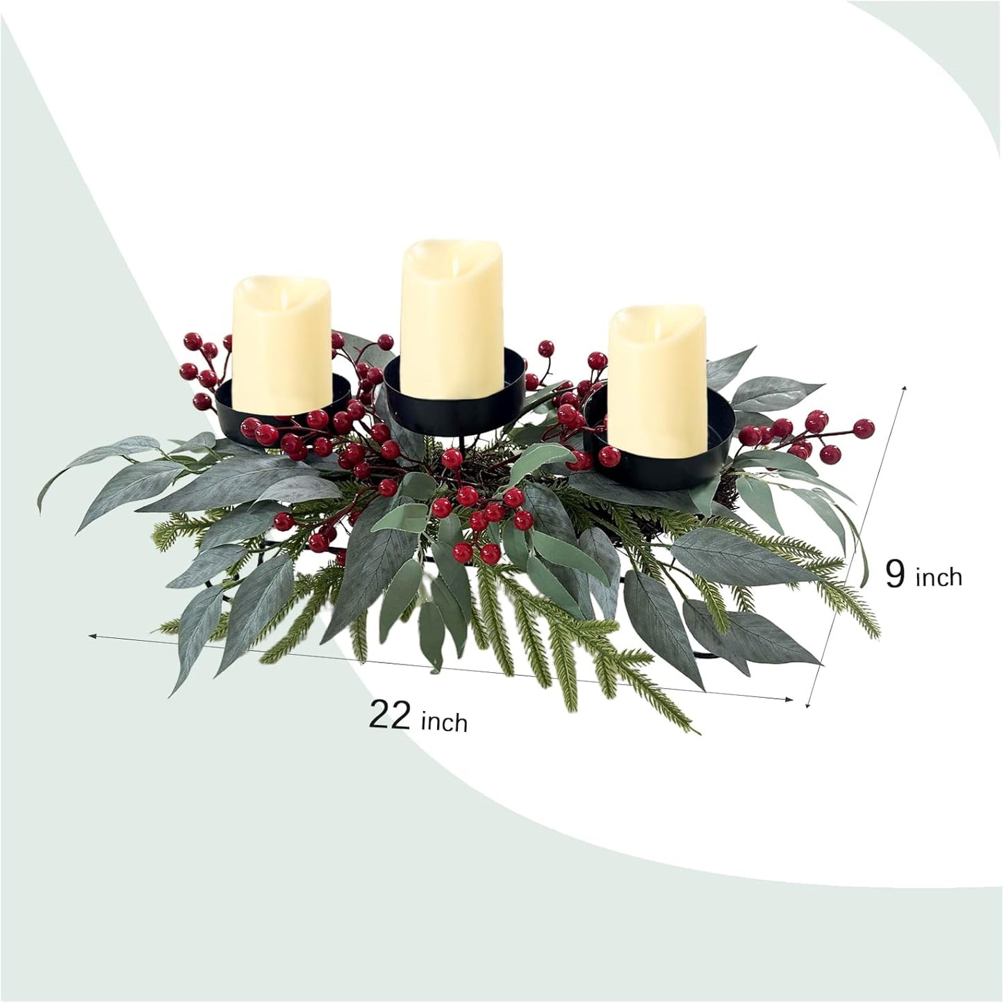 Regine Switzerland 22-Inch Christmas Candle Holder - Elegant 3-Tray Centerpiece for Holiday Decor