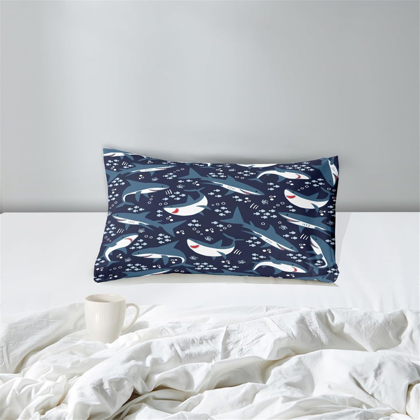 Cute Cartoon Dinosaur Bedding Set, Ultra Soft Full Size Comforter Set for Boys, Lovely Dinosaur Printed Comforter for Kids Teens, Dark Blue Microfiber Quilt for All Season 3Pcs with Pillowcases