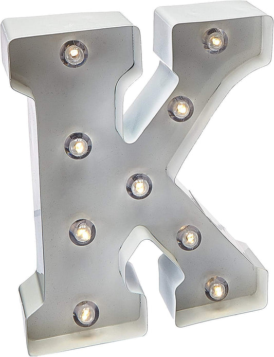 Silver Metal Marquee Letter J - 9.87” Tall Galvanized Decor for Events & Home