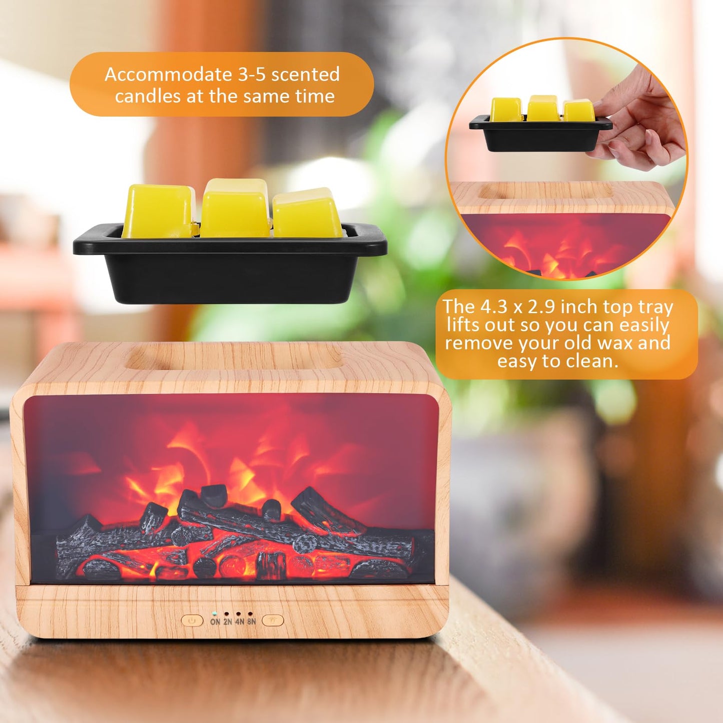 Wax Melt Warmer, Dynamic Flame Fireplace Wax Warmer Wax Melter for Scented Wax with Timer Electric Candle Wax Warmer, Wax Burner Christmas Candle Warmer for Home Bedroom Bathroom Office Decor & Gift