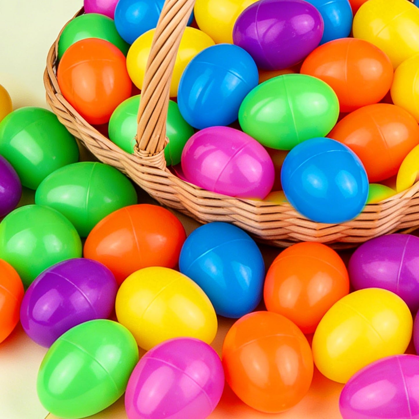 AMENON 100 Pcs 3.1 Inch Large Plastic Easter Eggs Bulk 6 Colors Empty Easter Eggs Fillable, Easter Basket Stuffers Fillers, Easter Hunt Party Favor , Classroom Prize Supplies Kids Toddler