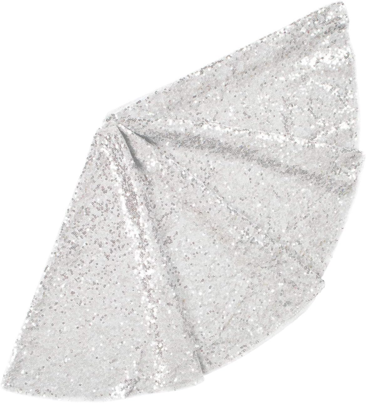 48-Inch Silver Sequin Christmas Tree Skirt - Reusable Holiday Decor for Festive Parties
