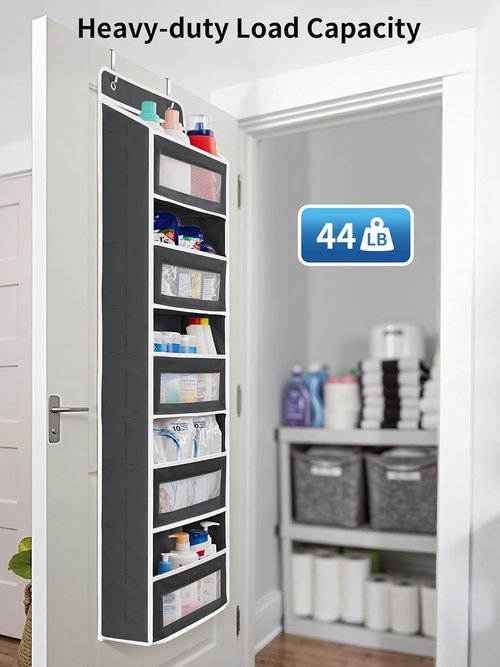 JARLINK Over The Door Organizer - 5 Shelf Hanging Storage with Large Capacity Pockets | Anti-Tilt Design, Black
