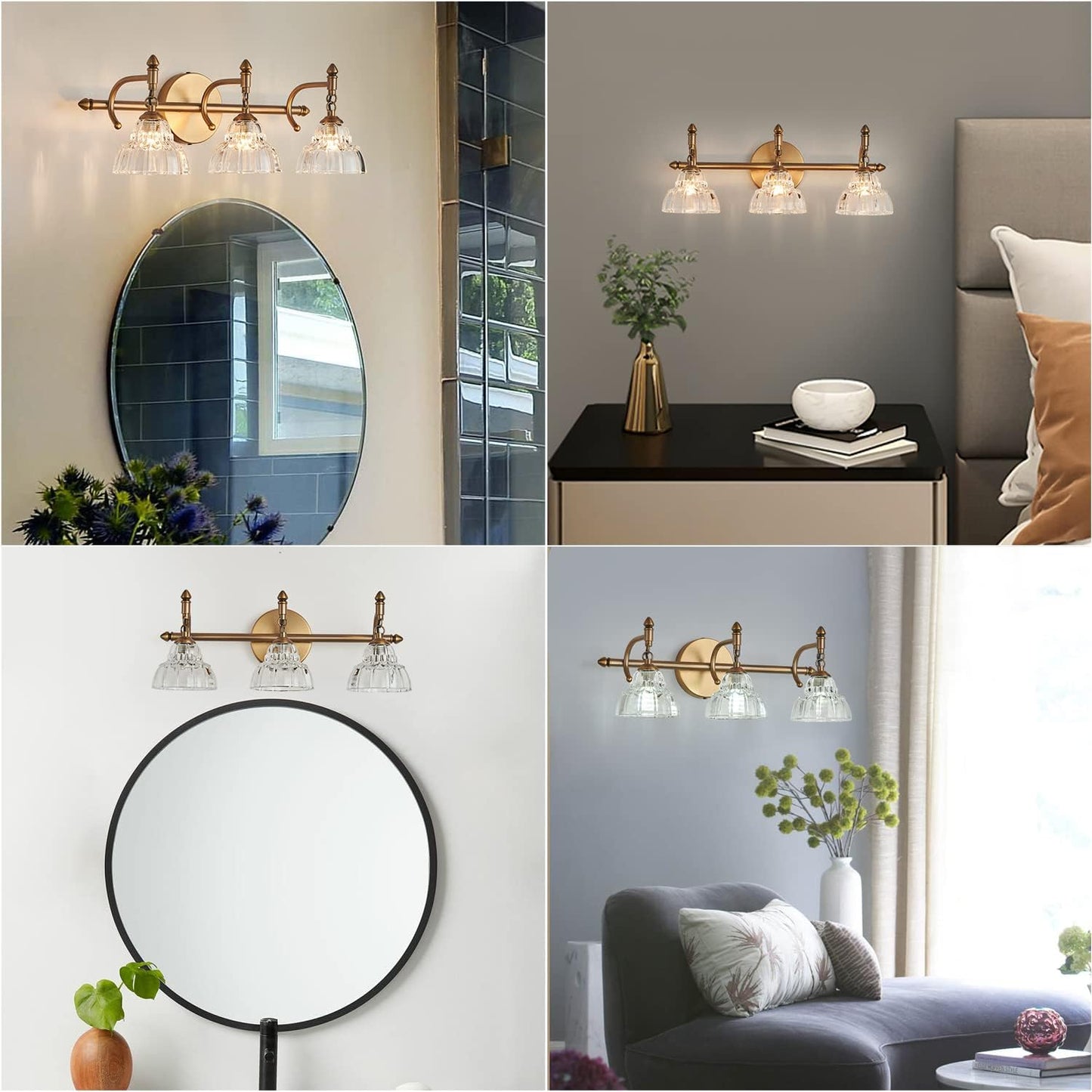 Modern Bathroom Vanity Lights - Matte Black Wall Sconces with Over-Mirror Light Fixture for Bathroom, Powder Room