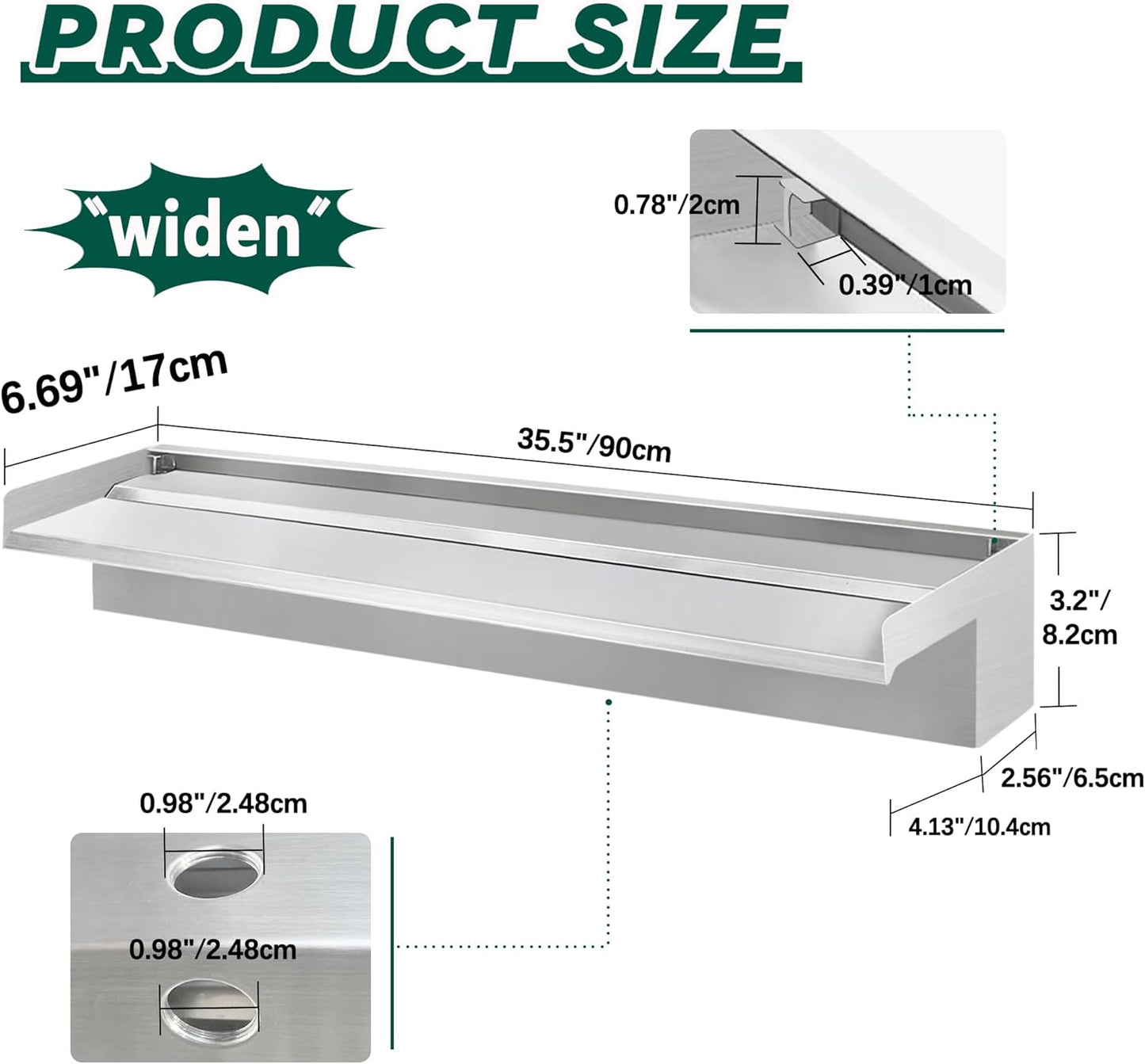 304 Stainless Steel Pool Waterfall Stream Element,Extension Stream,Garden Waterfall DIY Fountain for Garden,Yard,Terrace,Pond Basin,Fountain,Balcony