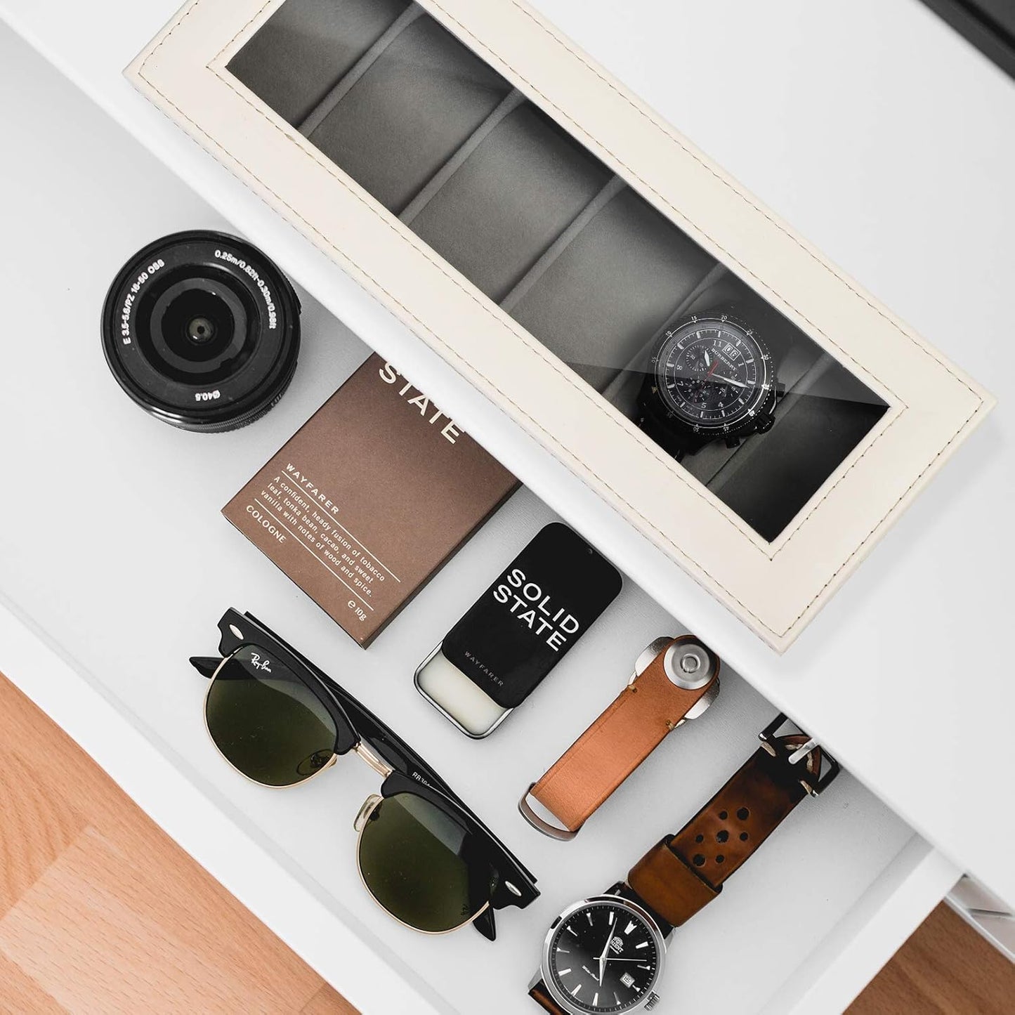 Men's Black 6-Slot Watch Box Organizer | Elegant Display & Storage Case