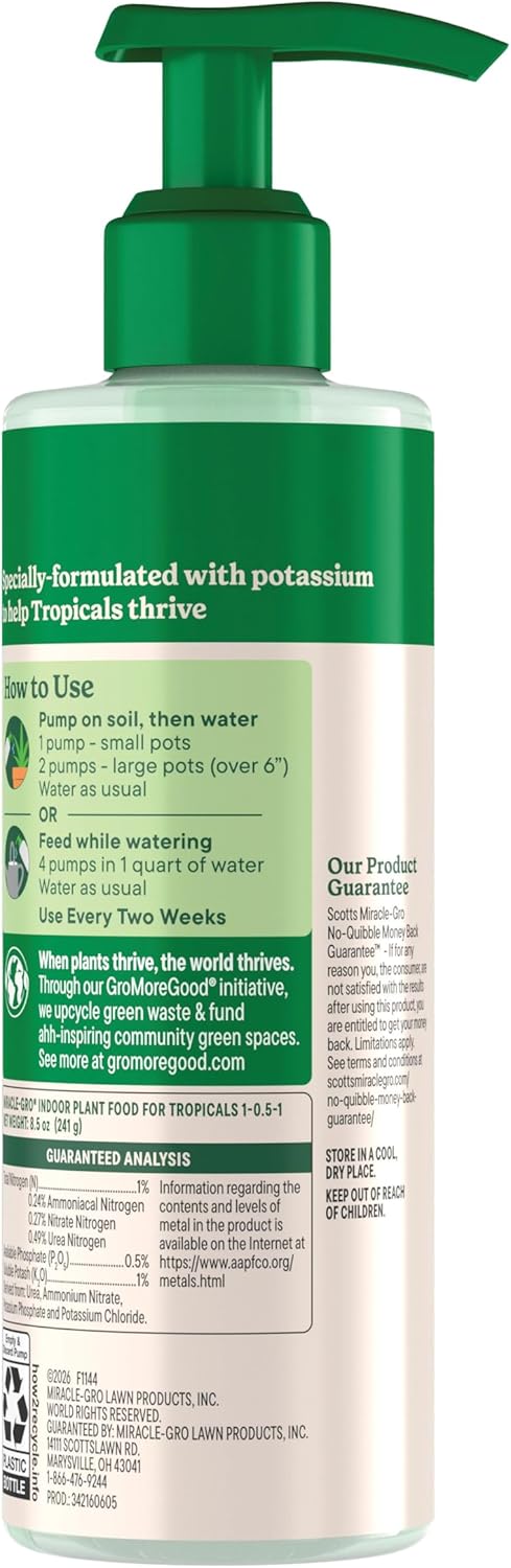 Miracle-Gro Indoor Plant Food - Liquid Fertilizer for Tropical Houseplants | 8 fl. oz., 2-Pack