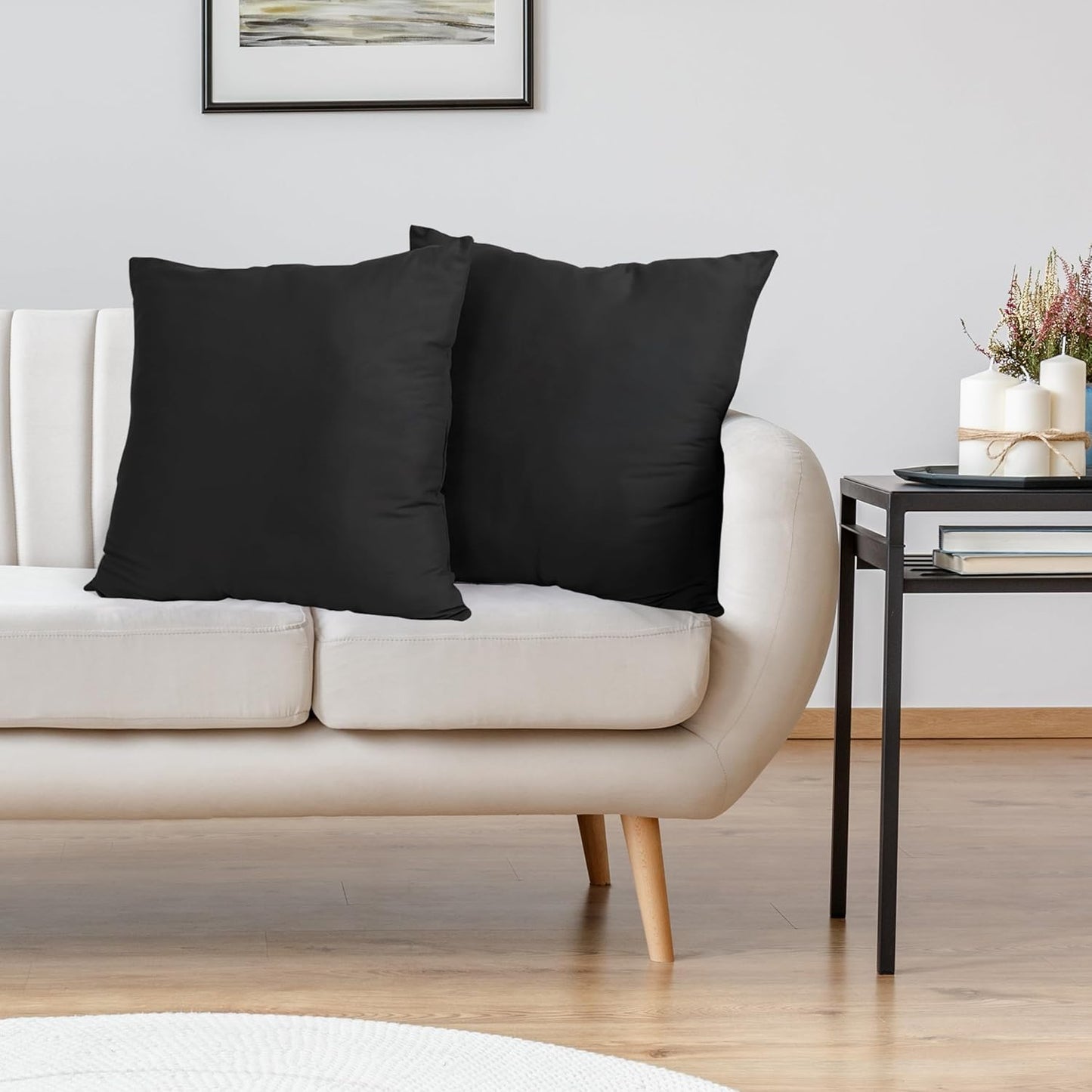 Utopia Bedding 24x24 Pillow Inserts - Set of 2 Black Decorative Cushions for Sofa & Bed - Soft & Fluffy