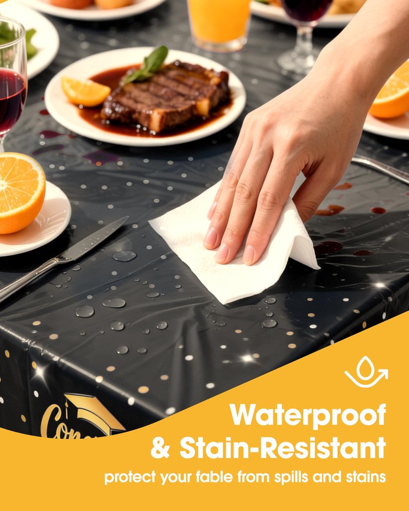 Niuara Black Graduation Tablecloth 2026 – 4 Pack 54" x 108" Disposable Tablecloths for 6FT Tables, Class of 2026 Graduation Party Decorations & Supplies