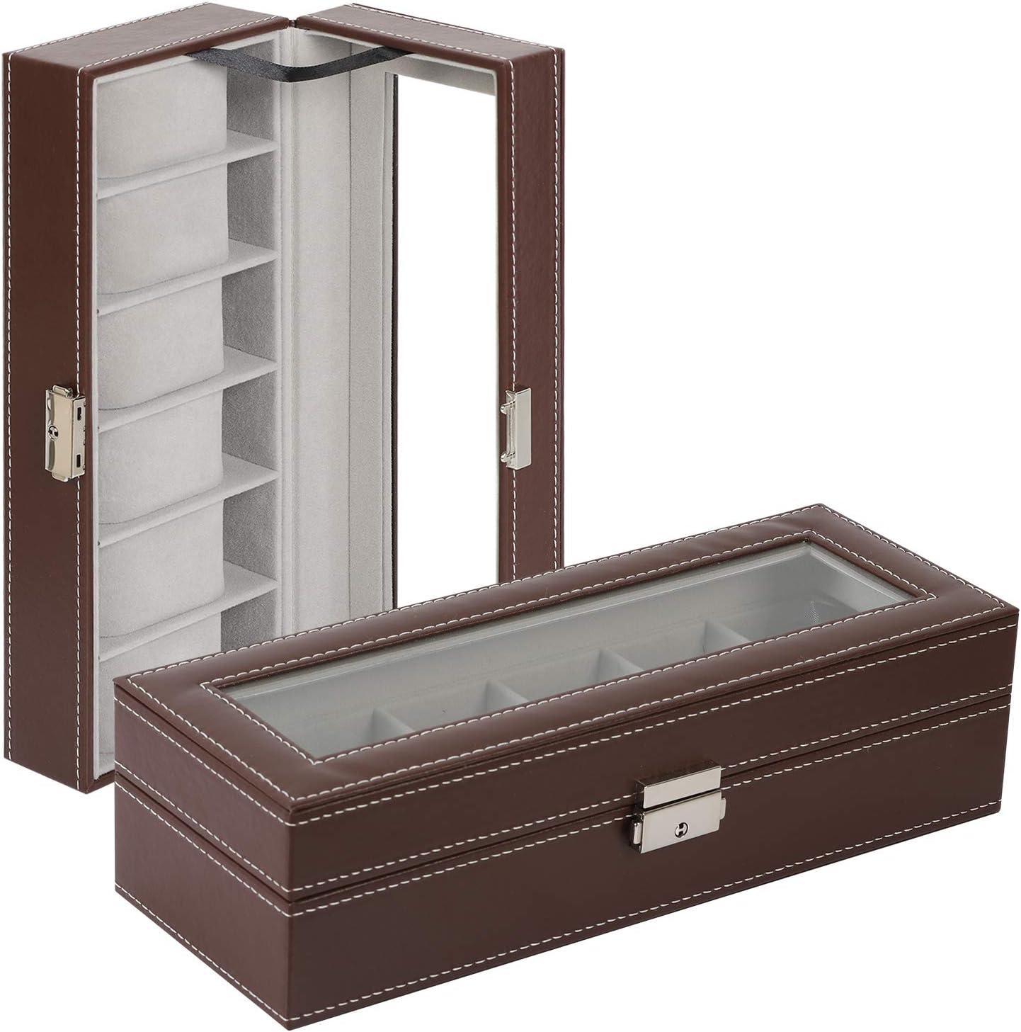 Men's Black 6-Slot Watch Box Organizer | Elegant Display & Storage Case