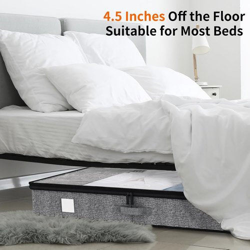 Fixwal Under Bed Storage Containers - 4 Pack Low Profile Organizer for Clothes | Sturdy Reinforced Design, 4.5 Inches High