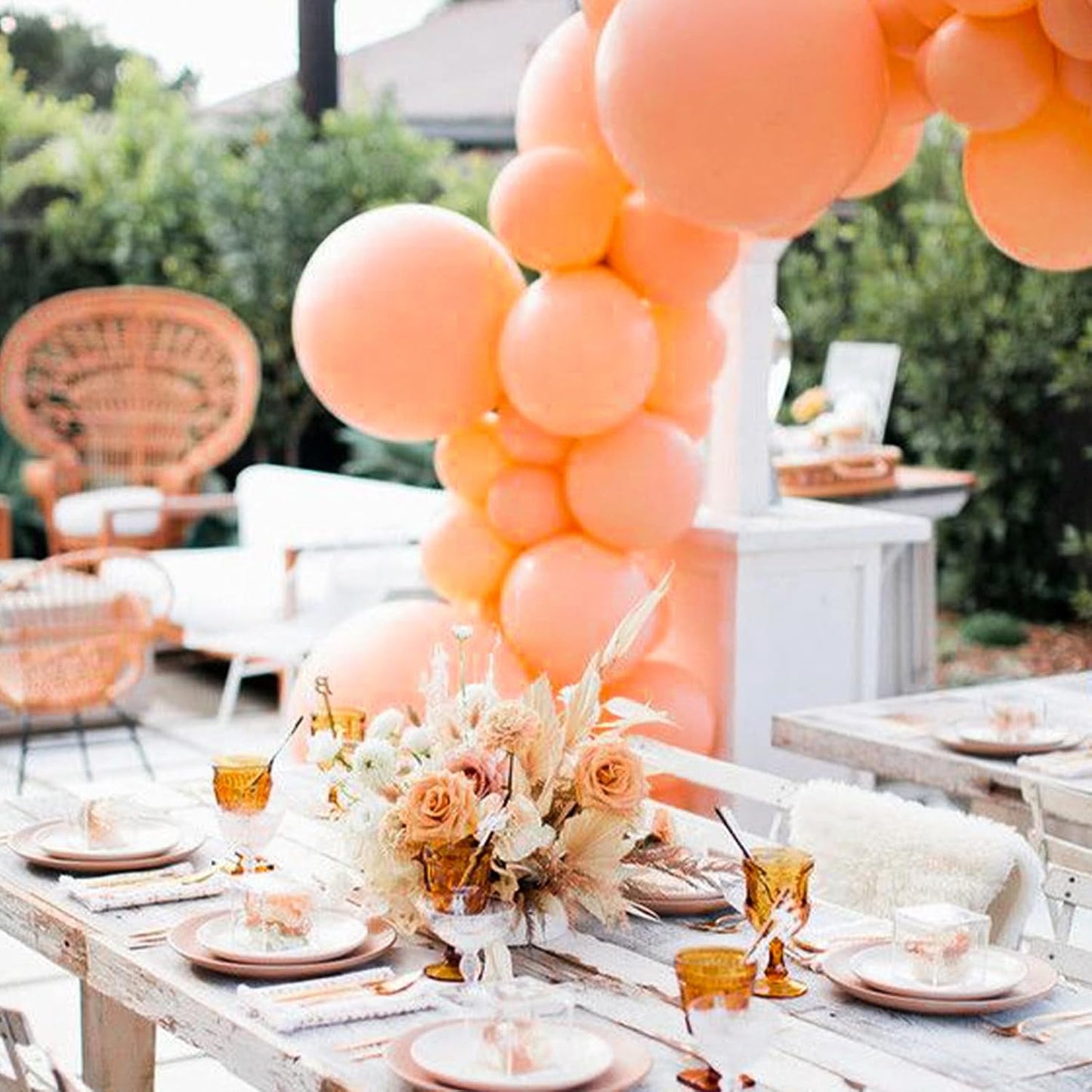 PartyWoo Peach Balloons - 50 Pcs Mini 5 Inch Pastel Light Orange & Pink Latex for Weddings & Parties