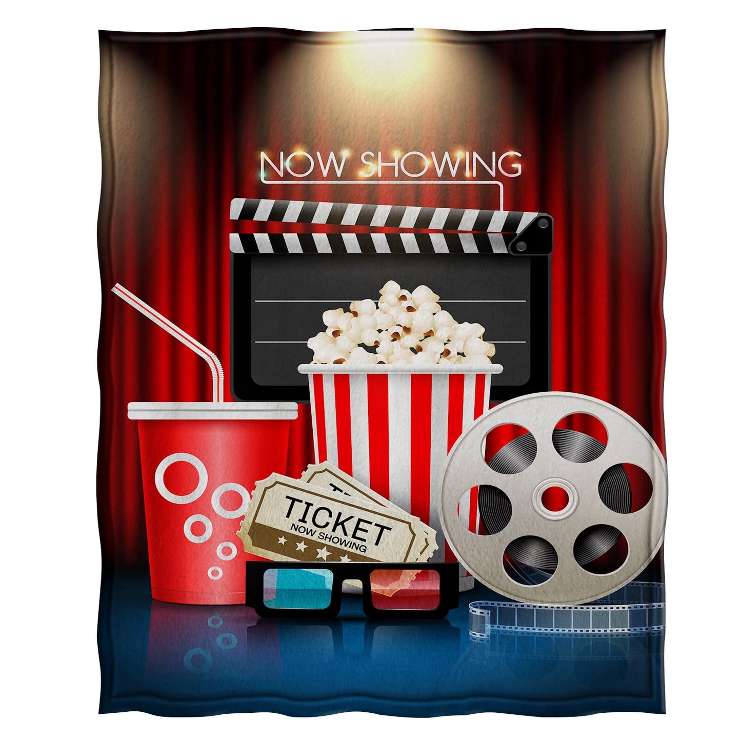 Jekeno Movie Clapboard Gifts Throw Blanket, Theater Home Film Cinema Decor Popcorn Gifts for Women Men Movie Lover Adult Boy Girl Director, Christmas Birthday Valentines Day Acting Gift