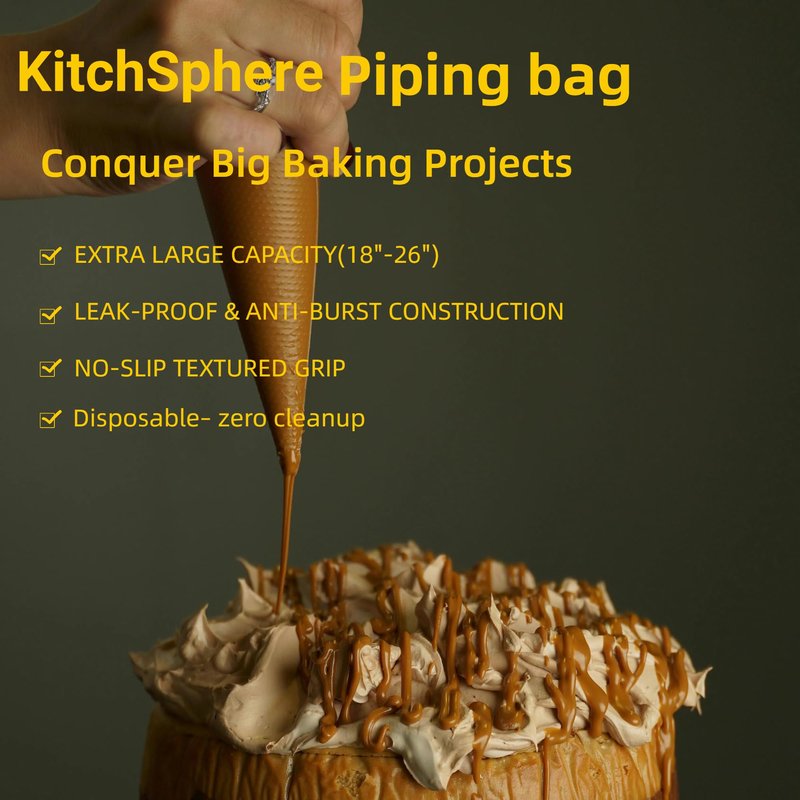 Kitchsphere XXXL 26 Inch Extra Large Piping Bags,100 Pack Disposable Pastry Bags,Thick Anti-Burst Icing Piping Pastry Bags For Frosting Decorating Cake Cupcake Cookie (XXXL Large 26 Inch-100 Pack)
