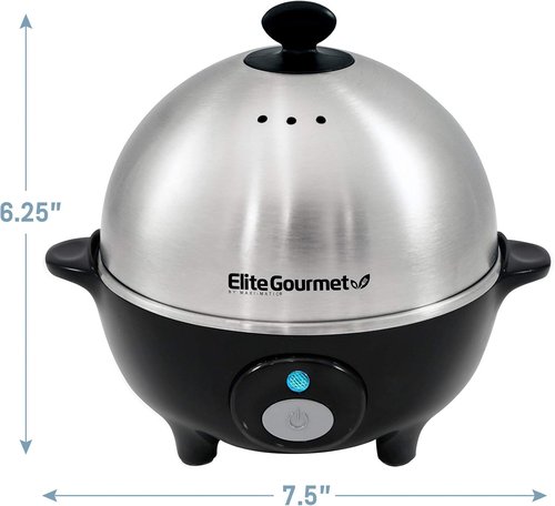 Elite Gourmet EGC-508 Rapid Egg Cooker - Cook 7 Easy-To-Peel Eggs | Auto Shut-Off & Recipe Booklet