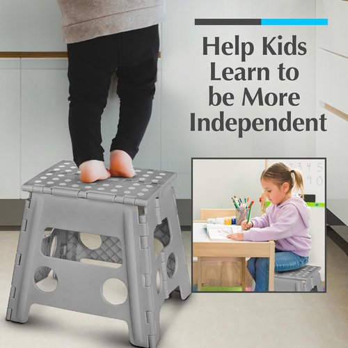 Handy Laundry Folding Step Stool - Lightweight & Sturdy for Adults and Kids - Easy One-Flip Design | Grey - 13 Inch