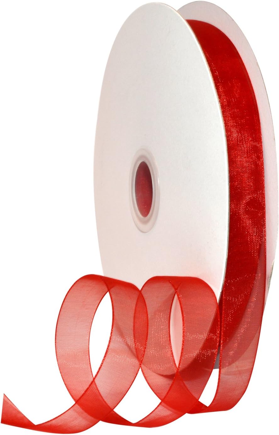 Red Organdy Nylon Ribbon - 5/8 Inch x 100 Yards | Morex 91803/100-609