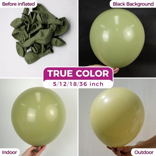 Bezente Sage Green Latex Party Balloons - 150 Pack 5 Inch Matte Small Olive Green Helium Balloons for Birthday Bridal Shower Wedding Graduation Anniversary Safari Jungle Party Decorations