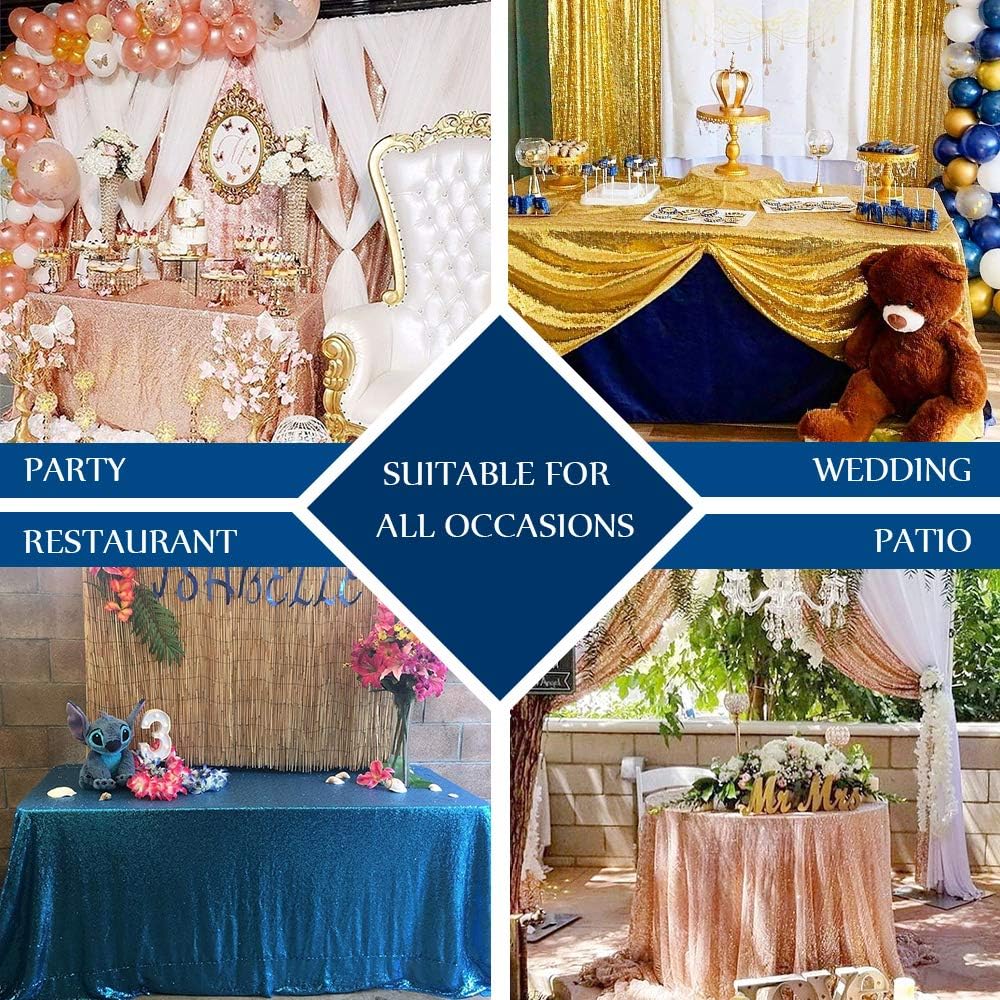Black Sequin Tablecloth 60” x 102” - Elegant Rectangle Glitter Table Cover for Weddings & Parties