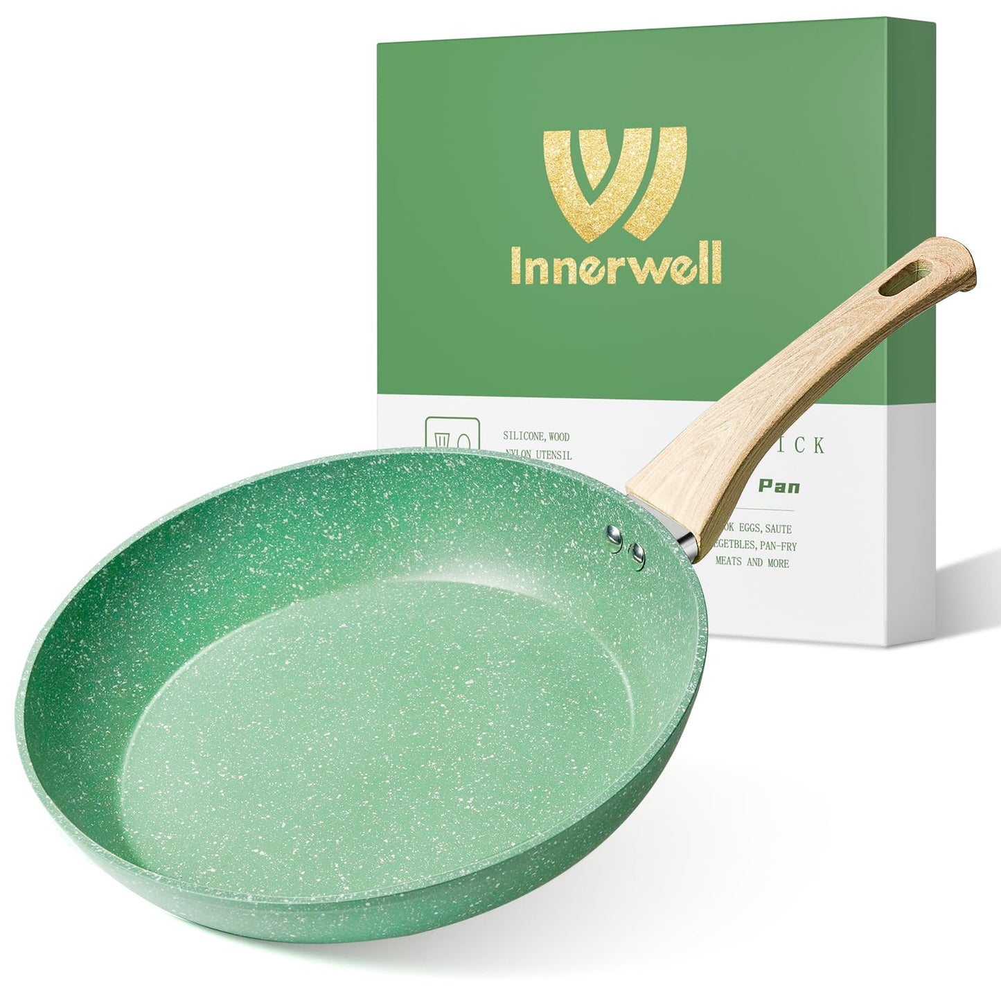 Innerwell Nonstick 11 Inch Skillet, Aluminum, Ergonomic Handle, Non-Toxic, Safe, Healthy, Easy Clean, Suitable for All Stovetops