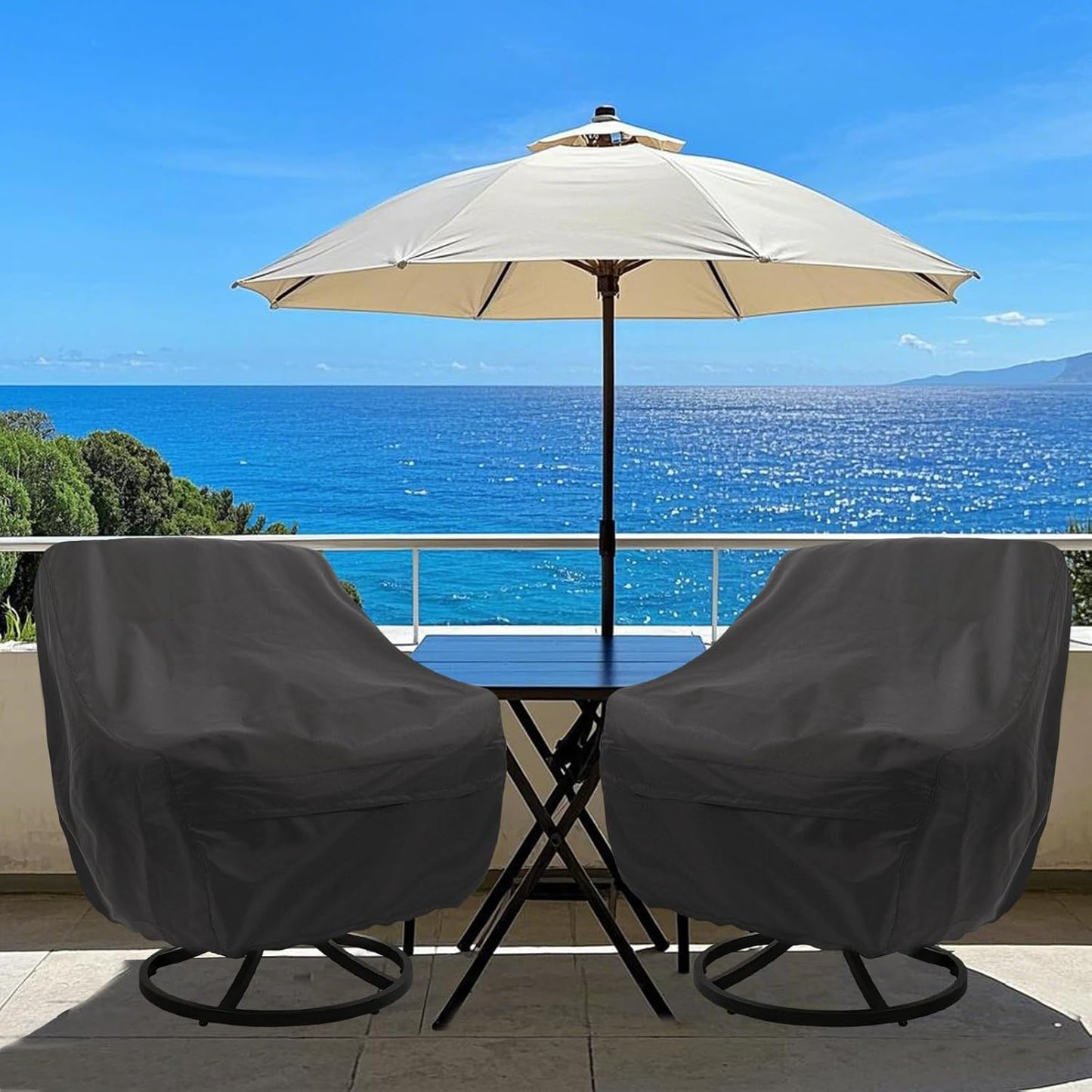 Swivel Chair Cover - Waterproof Outdoor Furniture Covers | 4 Pack, Black, 30L x 34D x 38.5H Inches