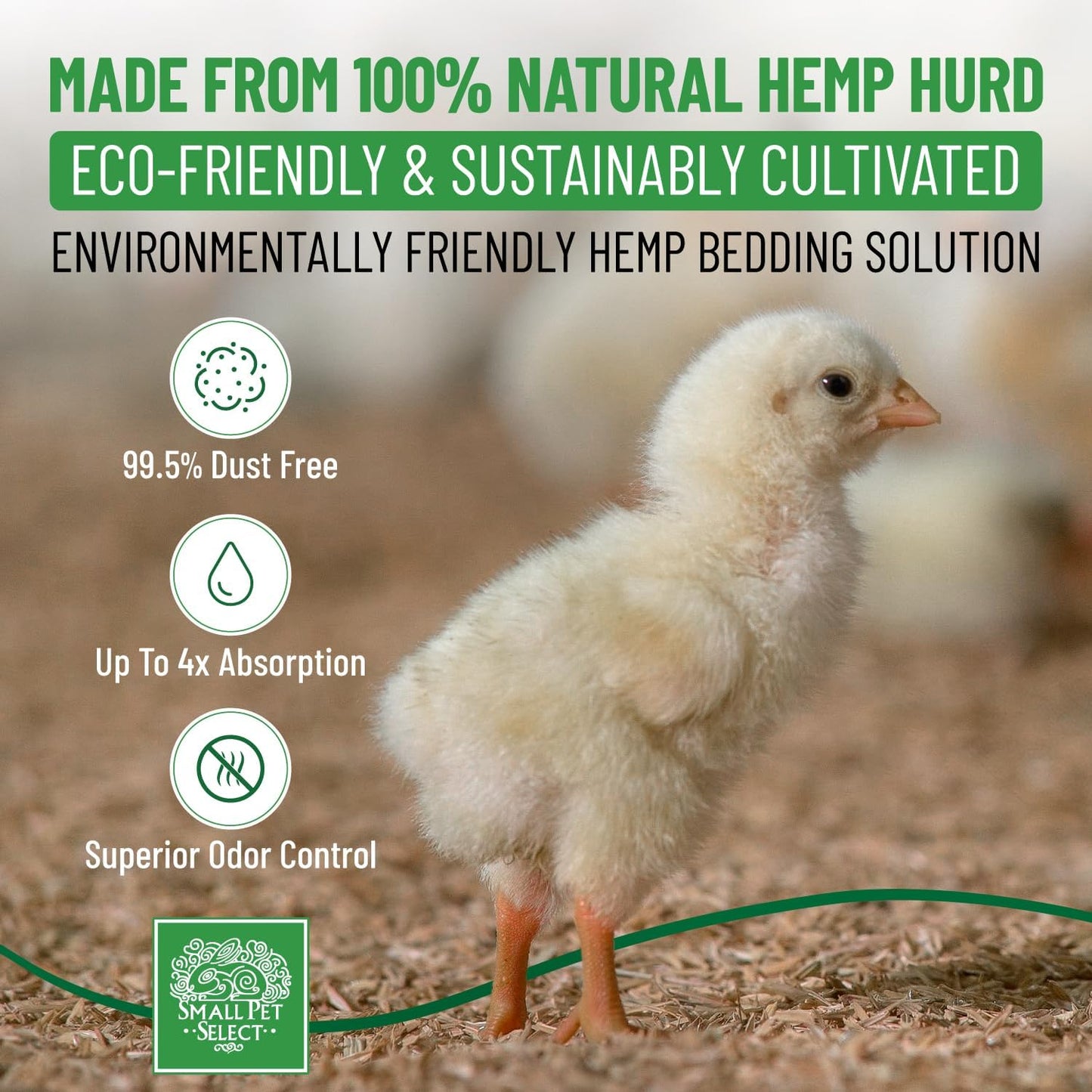 Small Pet Select - Jumbo Hemp HURD Chicken Bedding | Eco-Friendly, Biodegradable, 36 lb (Two 18 lb Bags)