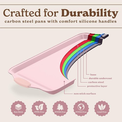 Country Kitchen Nonstick Bakeware Set - Heavy Duty, Easy Release, Stackable Design | Pink, 4 Pieces