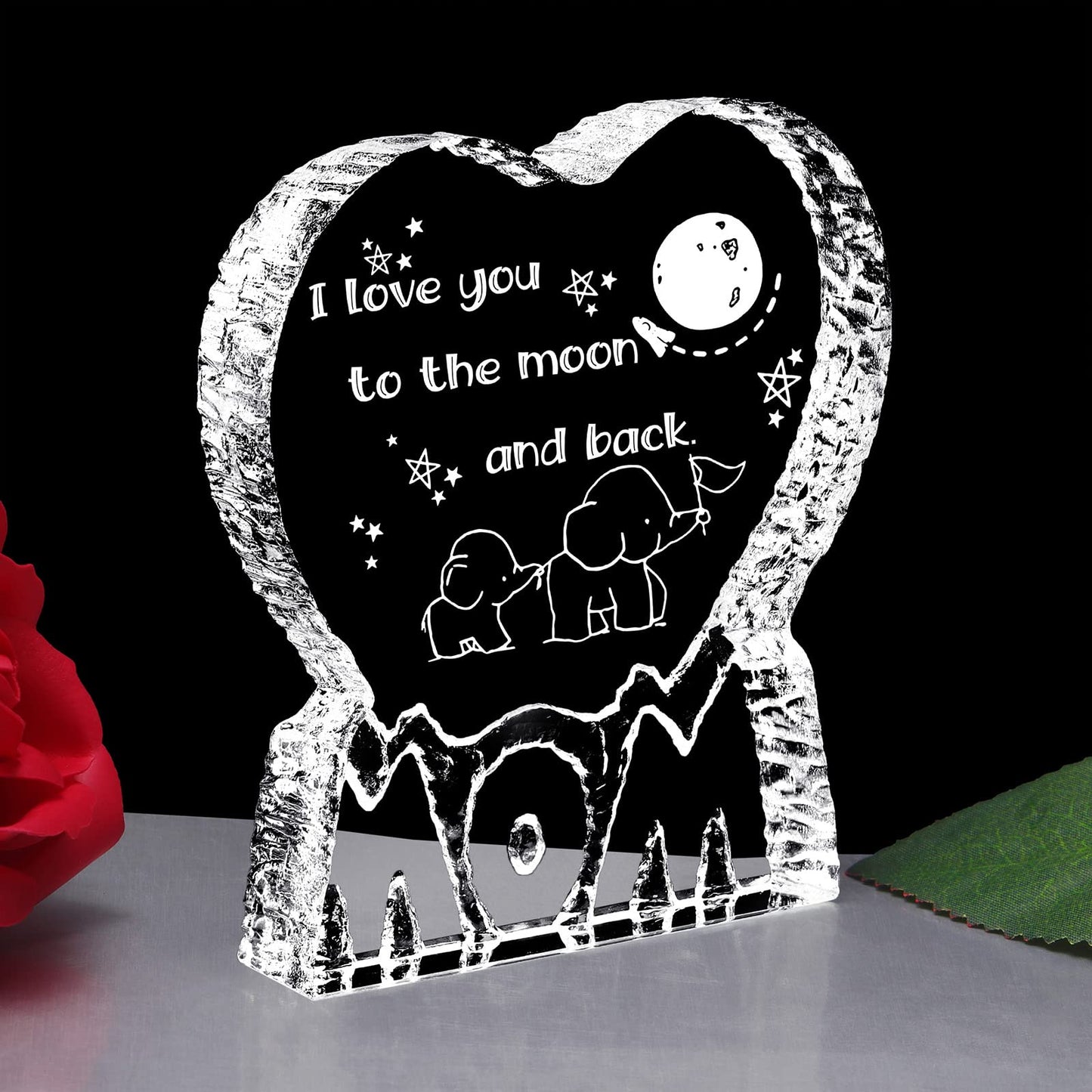 ZHSHWAT Gifts for Mom, Gifts for Mom from Daughter/Son, I Love You to The Moon and Back, Mom Crystal Gifts from Son Daughter for Birthday Christmas Day