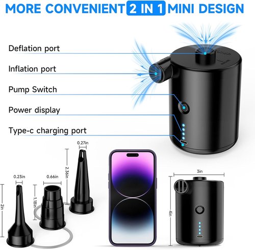 Air Pump - Quick Fill Inflator & Deflator for Air Mattresses, Inflatables & Camping Gear