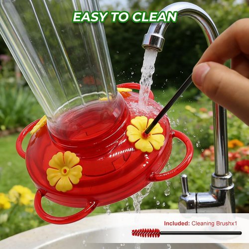 Hummingbird Feeders - 14 Oz Outdoor Set of 2 with 4 Bee Guard Ports & Ant Moat | Perfect Garden Decor