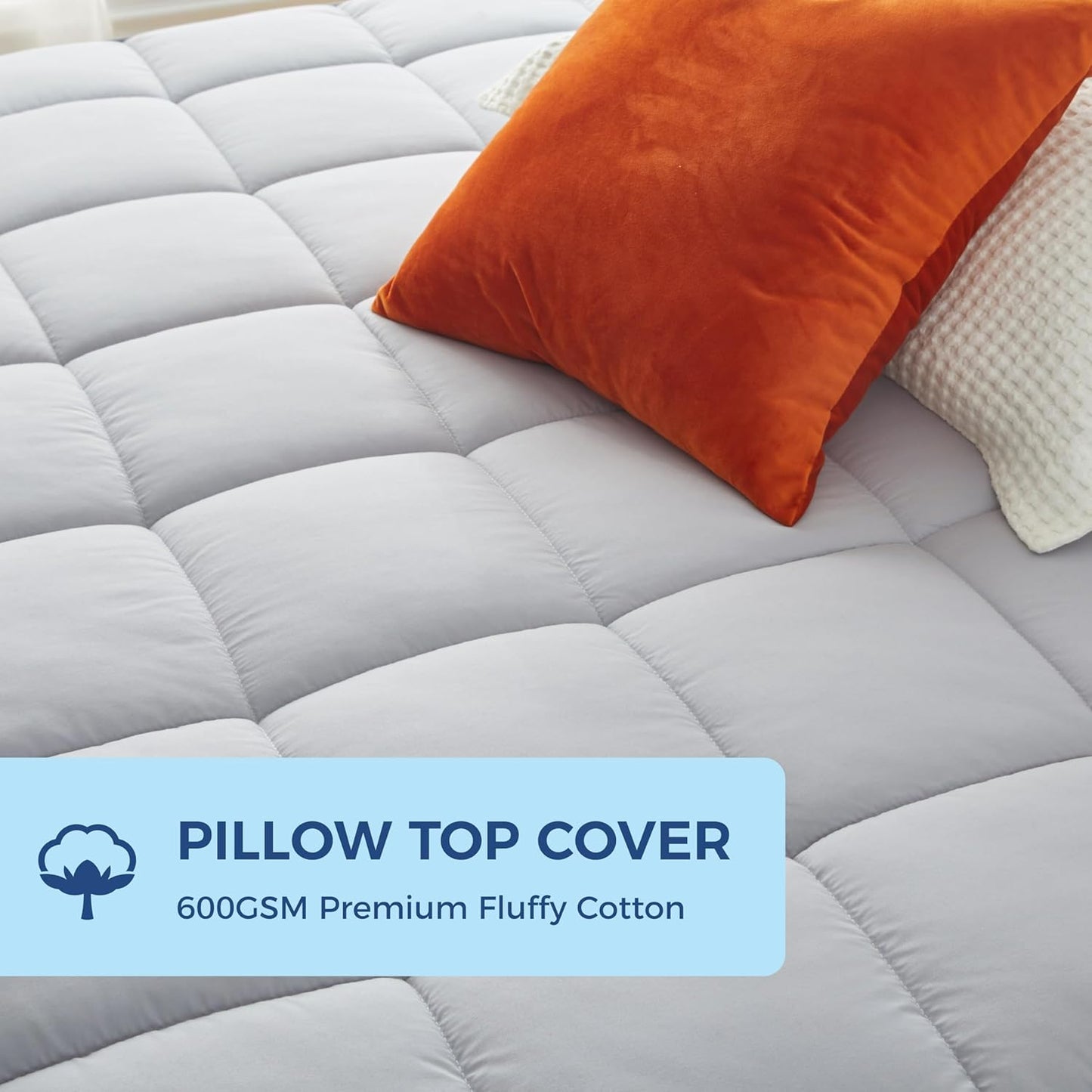 3Inch Queen Mattress Topper Cover(Only Cover),Mattress Protector Bedding,Foam and Latex Mattress Cover with Zipper and Adjustable Straps,Pillow Top(80 x 60”) Gray