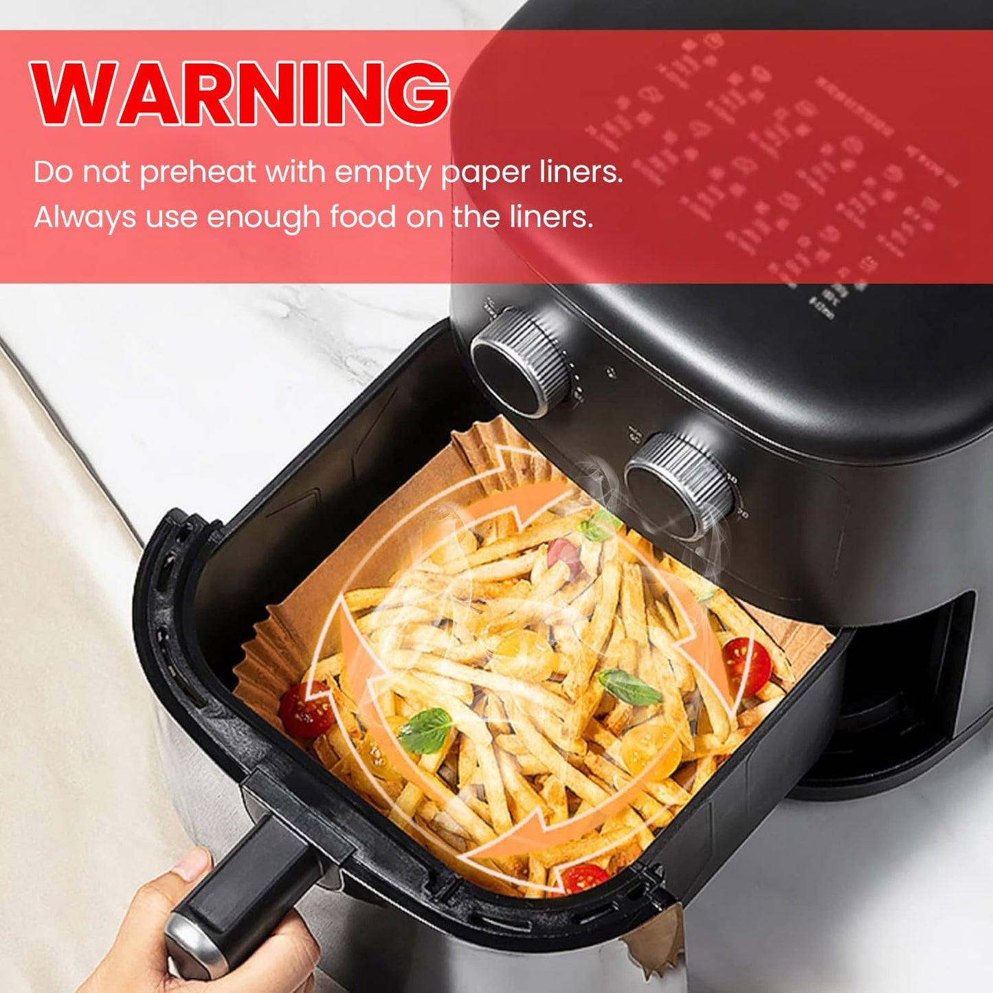 Skiennix Air Fryer Paper Liners - 1000 Pcs Heavy-Duty Disposable Parchment, 8" Square, Non-Stick & Grease-Proof
