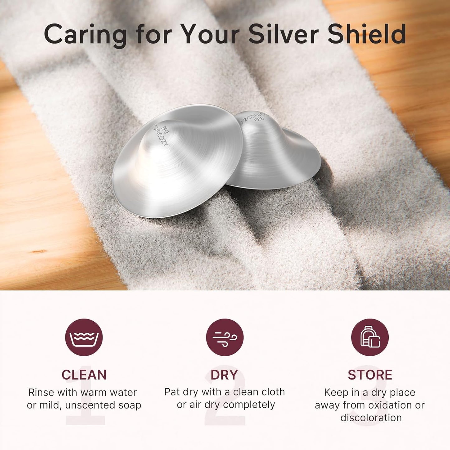 Momcozy 999 Silver Nursing Cups - Hole-Free Nipple Shields for Breastfeeding | Regular Size