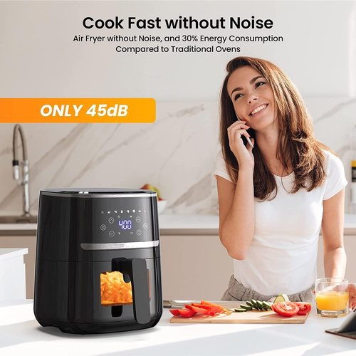 GarveeHome Air Fryer - 5 QT 8-in-1 Touch Screen Oven | Air Fry, Roast, Bake, Broil, Black
