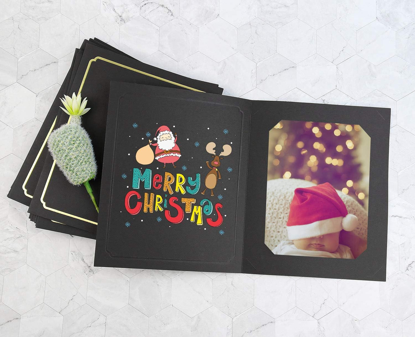 Golden State Art, Pack of 100, 6x8 or 8x10 Photo Folders, Cardboard Picture Frame, Paper Frame Cards, Greetings/Invitation Special Events: Graduation, Christmas, Wedding(Ivory)