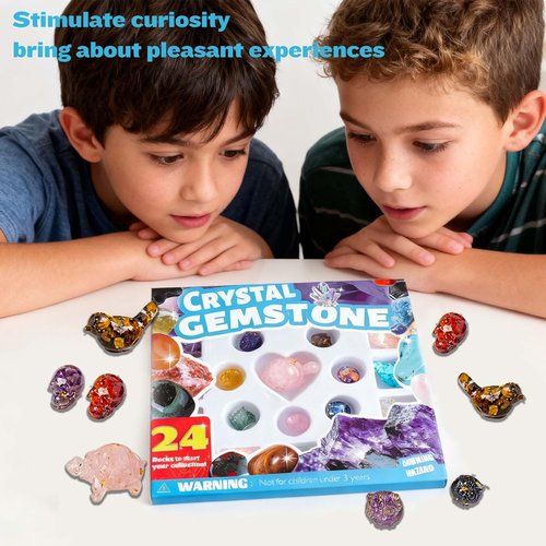 Crystal Advent Calendar 2025 - 24 PCS Gemstones, Minerals & Fossils Collection for Christmas Countdown