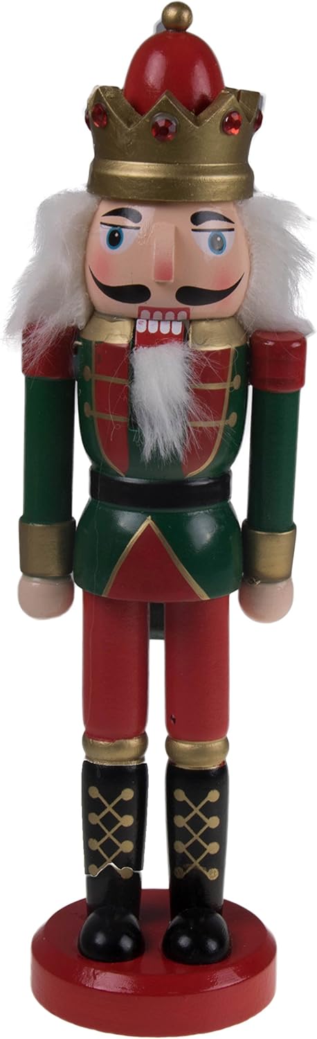 Red Prince 12-Inch Wooden Nutcracker - Festive Christmas Décor for Shelves & Tables