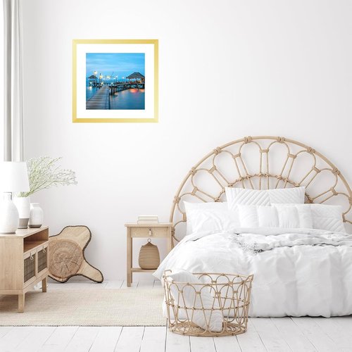 JCJMY 18x18 Gold Picture Frame - Display 14x14 Photos with Mat or 18x18 Without Mat | Shatter Resistant Plexiglass