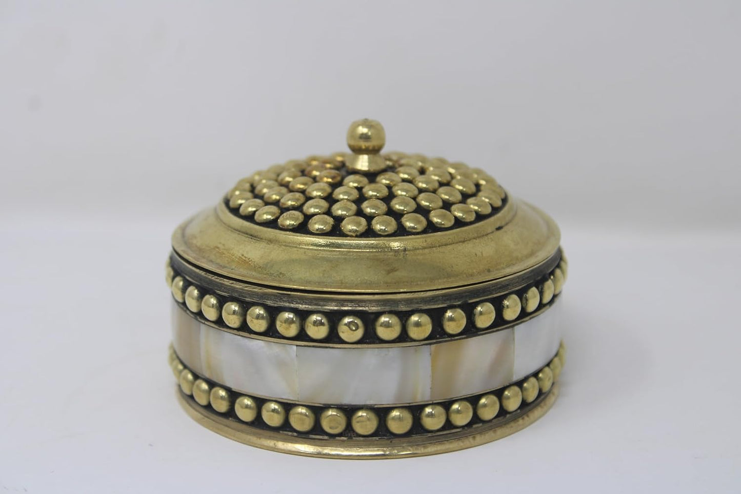 Decorative Jewelry Trinket Box Unique Gift For Home Décor Antique Metal Case with Mother of Pearl Sindoor Box/Coin Box (All Set Black)