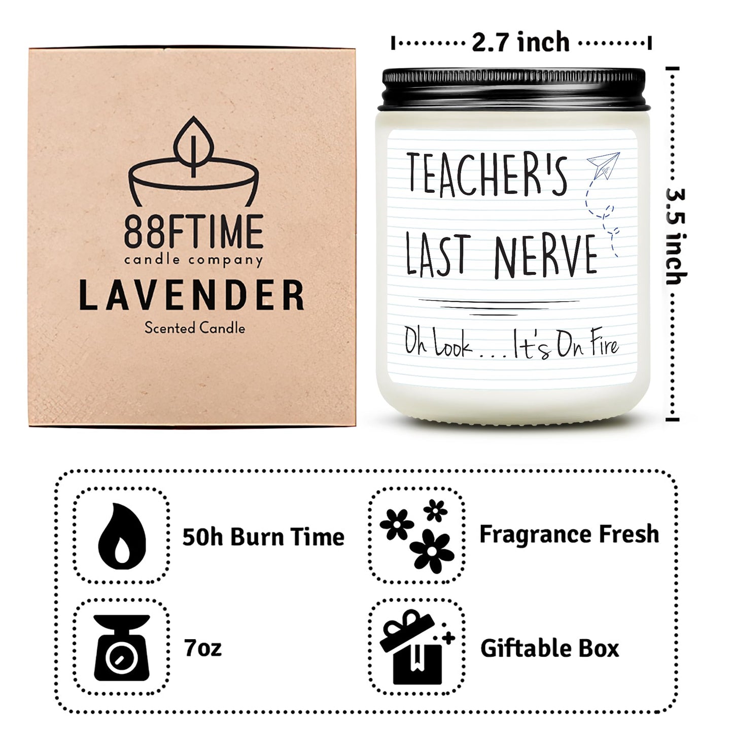 Teacher Appreciation Gifts, Teacher Gifts for Women, Teacher Christmas Gifts, Thank You Gifts from Students, Gifts for Teachers, 7 OZ Soy Wax Lavender Jar Candles