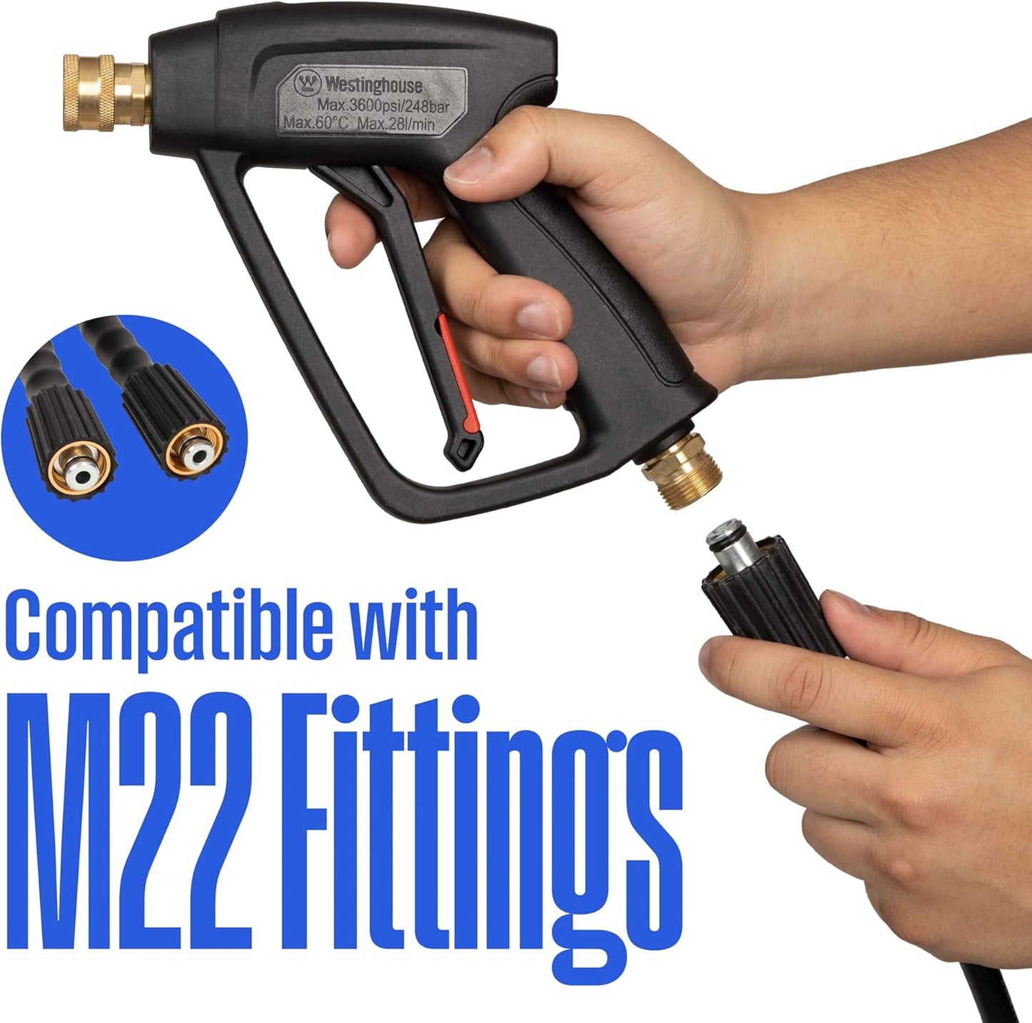 Westinghouse Pressure Washer Gun - 3600 PSI Max | M22 Connector for Gas & Electric Washers