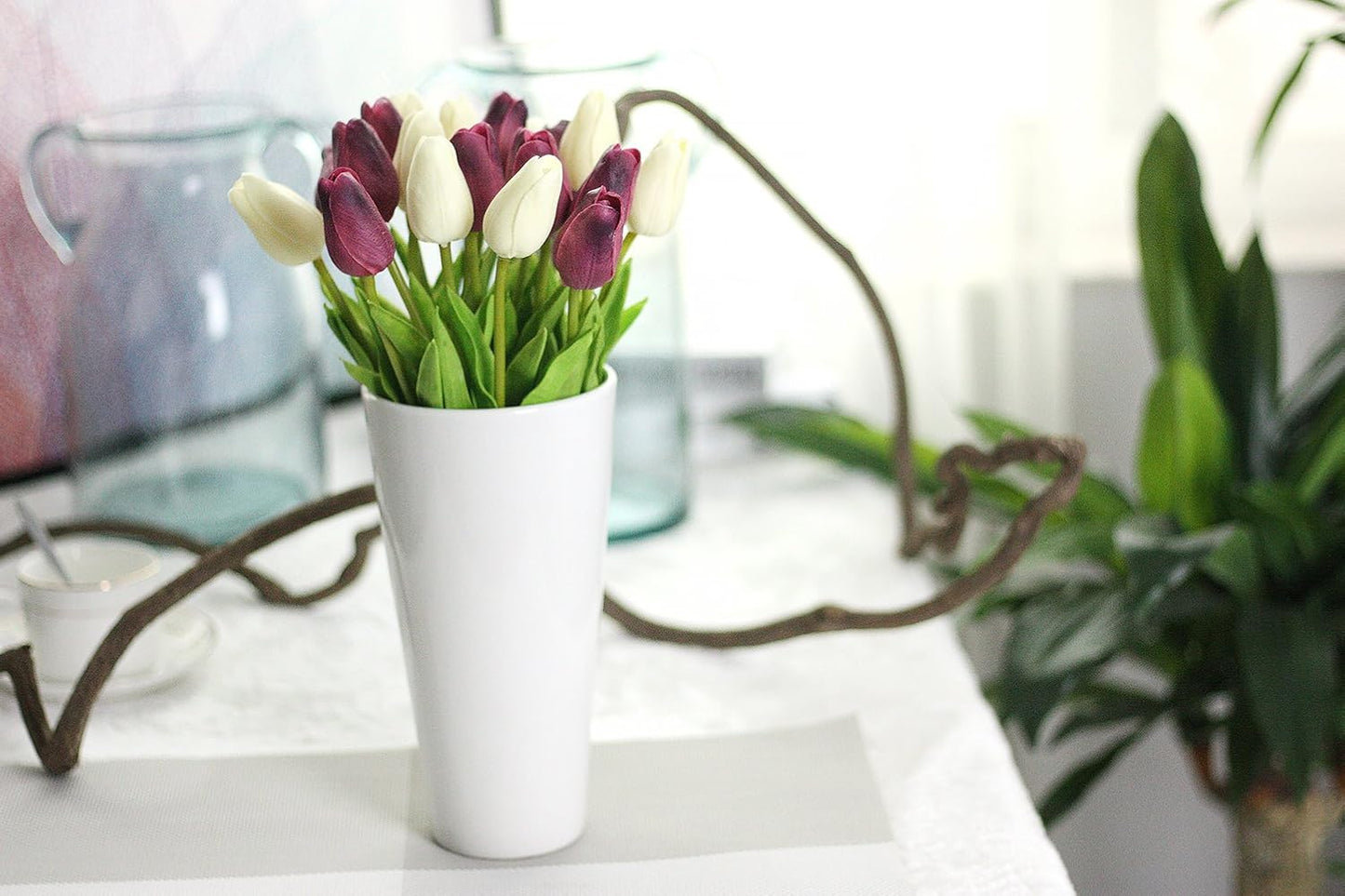 10 Eco-Friendly Light Pink Holland Tulip Artificial Flowers - Realistic Latex Decor for Christmas & Parties