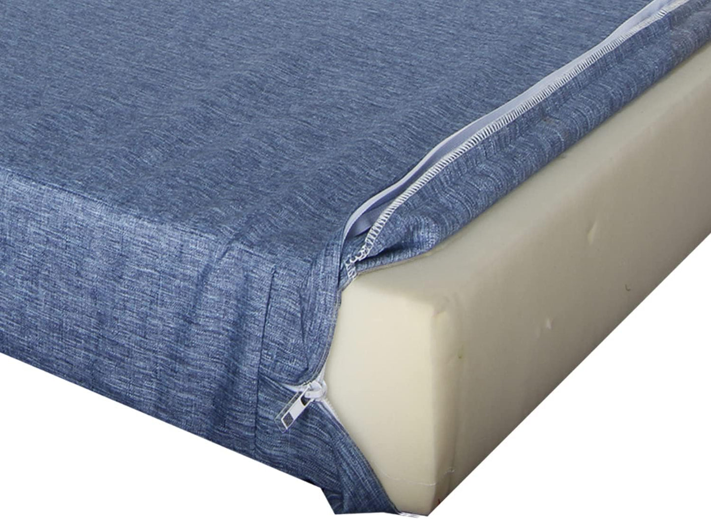 Skiennix Patio Seat Cushion Covers - Waterproof Washable Slipcovers for Outdoor Furniture | Denim Blue, 24" x 24" x 4" (4 Covers)